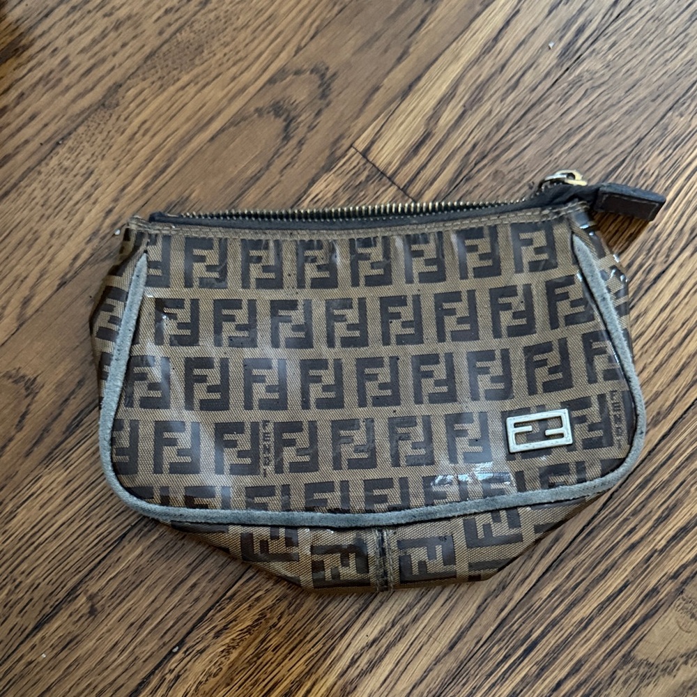Fendi Brown and Black Monogram Pouch